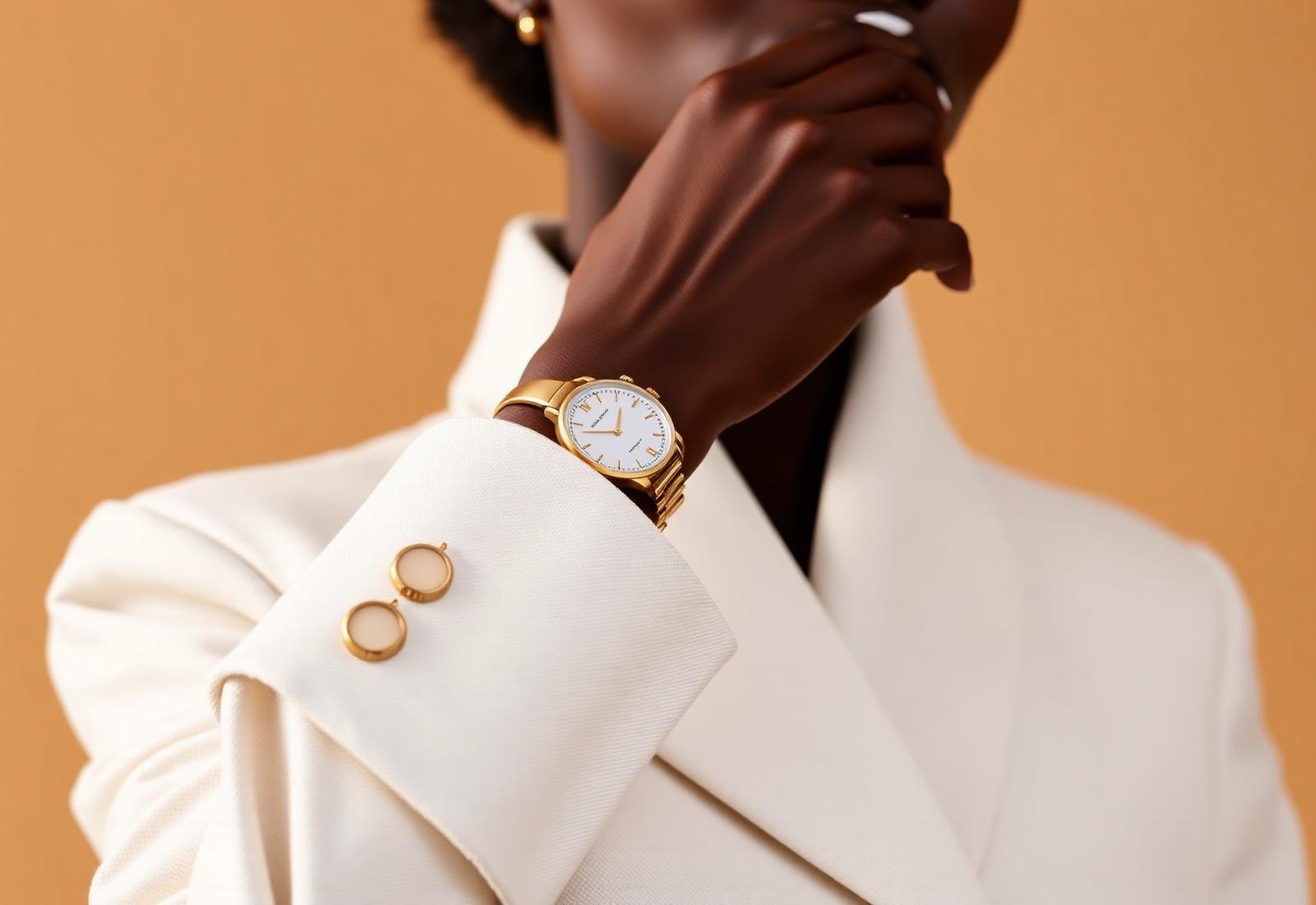 Femme élégante avec montre dorée